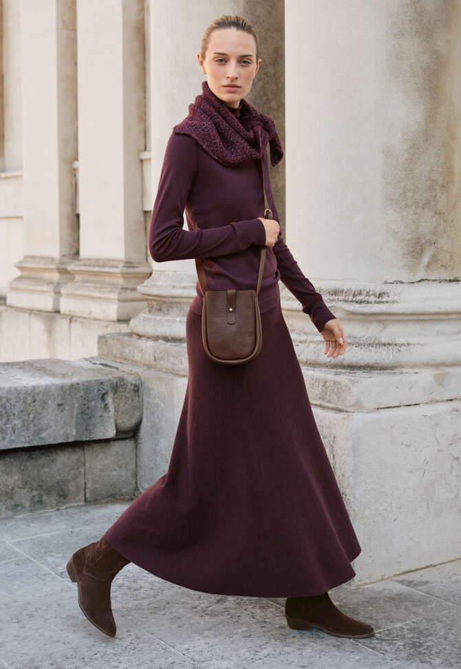 Jersey-Oberteil mit Stehkragen, Brombeere, completeTheLook