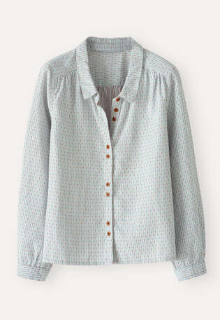 Bluse in Strichmuster-Webung, Zartes Aqua, webstill