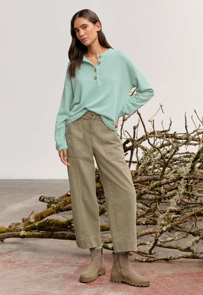K&uuml;rzere Hose mit Nahtdetail, Dunkles Oliv, completeTheLook