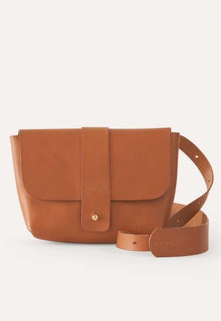 Kleine Schultertasche, Lohbraun, webstill
