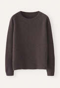 Gerippter Pullover mit Rundhalsausschnitt, Maronenbraun, webstill