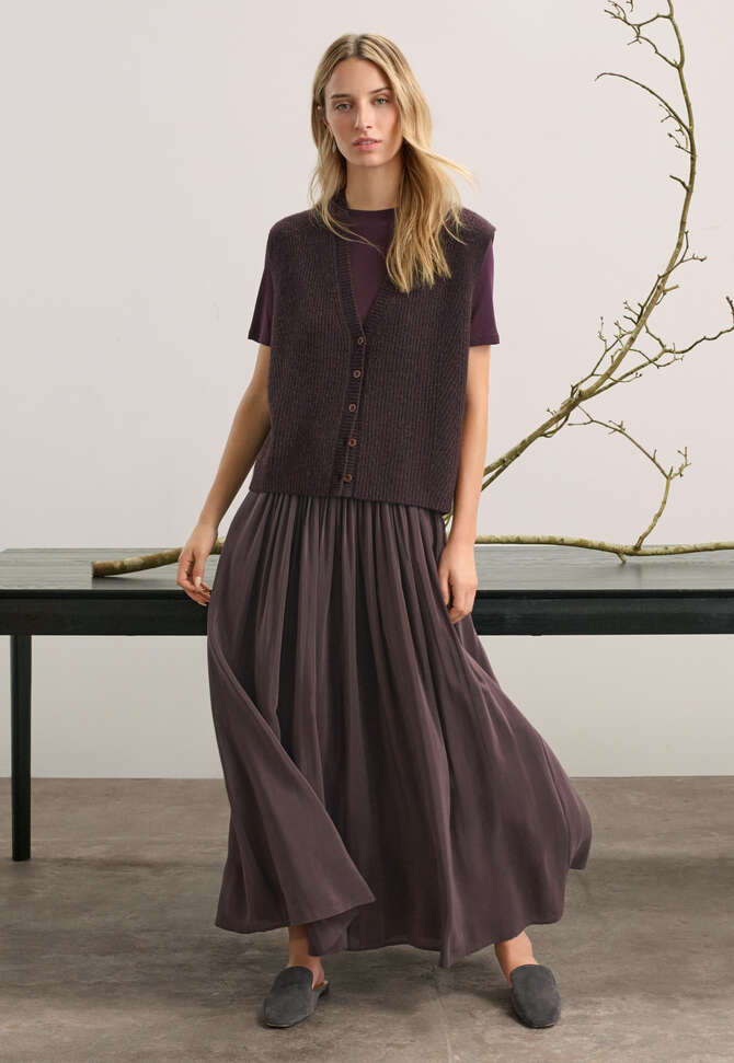 &Auml;rmelloser Cardigan, Dark aubergine, completeTheLook