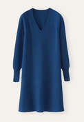 Kleid mit Peplum-Saum, Lapisblau, webstill