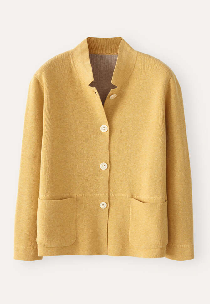 Doppelt gestrickte Jacke, Honig, completeTheLook