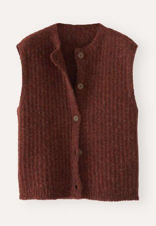 &Auml;rmelloser Cardigan, Dunkles Kupfer, webstill