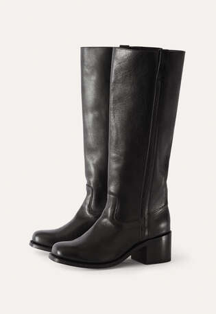 Kniehohe Stiefel, Schwarz, webstill