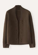 Cardigan mit Knopfleiste, Dunkelbraun, webstill