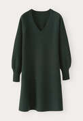 Kleid mit Peplum-Saum, Dunkles Waldgr&uuml;n, webstill
