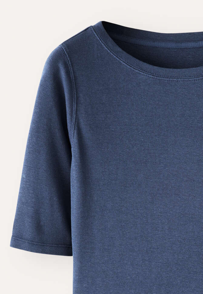 Geripptes Jersey-Oberteil, Gewaschenes Tintenblau, completeTheLook
