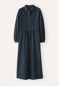 Kariertes Kleid, Petrolblau, webstill