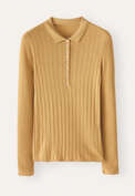 Gerippter Polo-Pullover, Honiggelb, webstill