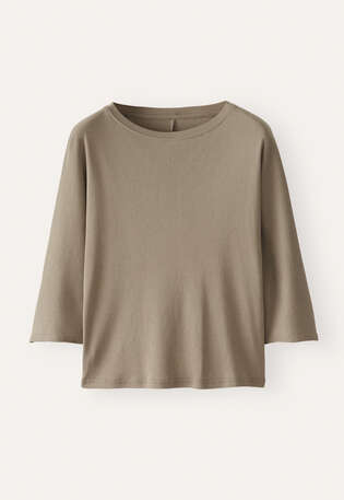 Oberteil mit Dolman-&Auml;rmeln, Dunkles Taupe, webstill