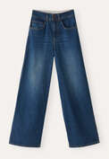 Jeans mit weitem Bein, Mittelblaue Waschung, webstill